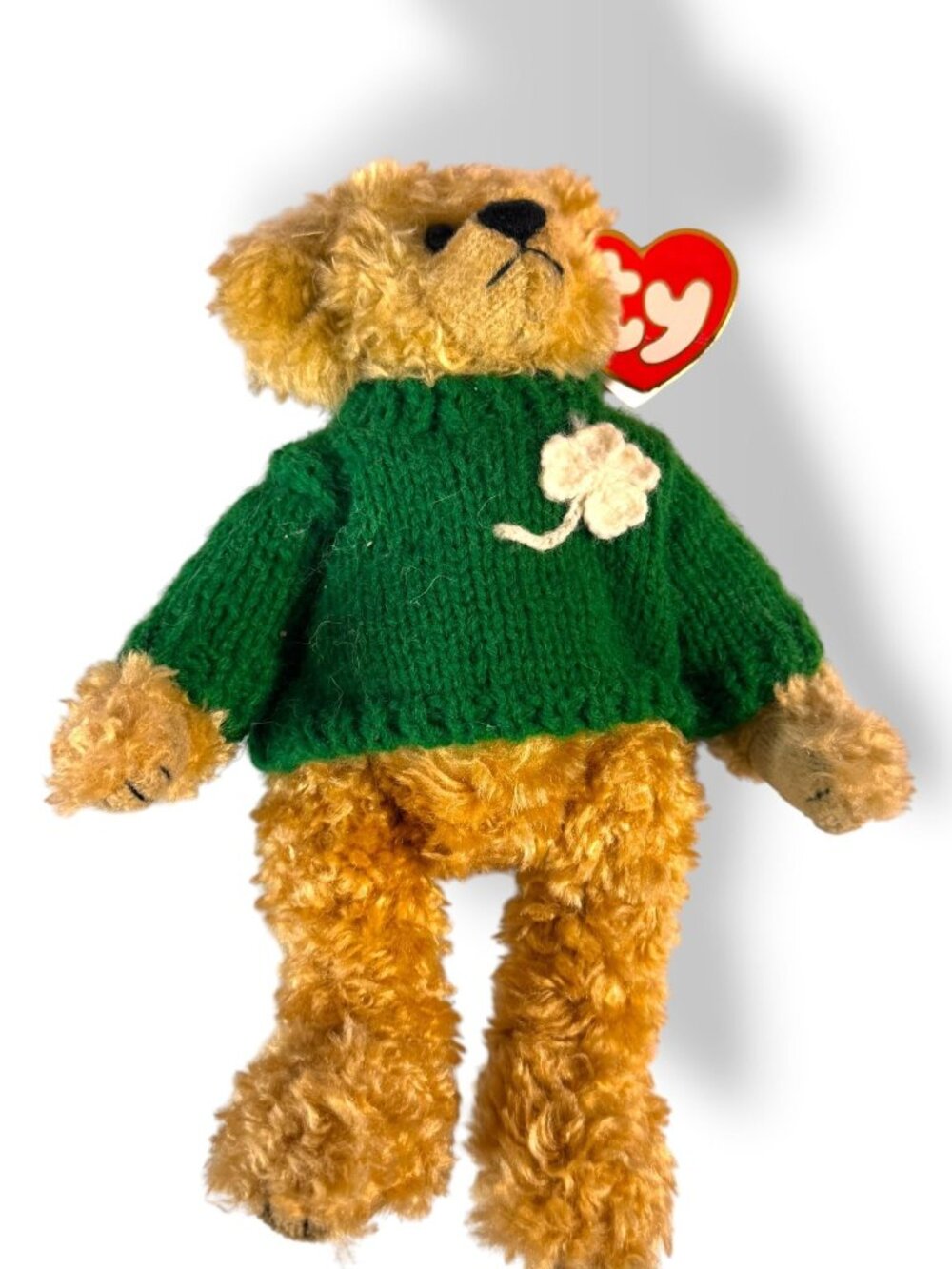 Ty Vintage Teddy Bear With Green Shamrock Sweater - Blarney 1993 - Picture 3 of 9
